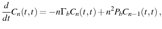 $\displaystyle \frac{d}{dt}C_n(t,t)=-n\Gamma_bC_n(t,t)+n^2P_bC_{n-1}(t,t)\,,$