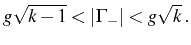$\displaystyle g\sqrt{k-1}<\vert\Gamma_-\vert<g\sqrt{k}\,.$