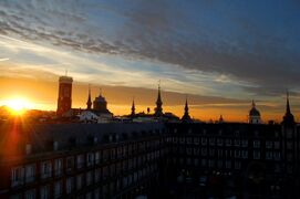Sunrise over the Plaza Mayor.